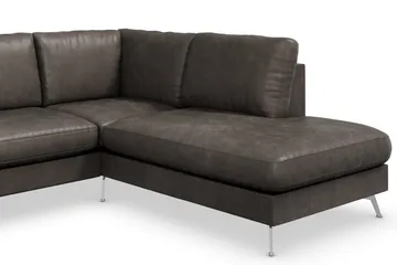 Ocean Lyx 4-sits Högervänd L-formad Schäslongsoffa i Konstläder - Mörkgrå - Products - Möbler - Soffa - Divansoffa & schäslongsoffa - 4 sits soffa med divan