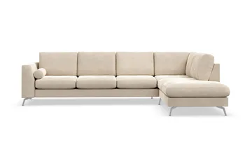 Ocean Lyx 4-sits Högervänd L-formad Schäslongsoffa i Sammet - Beige - Products - Möbler - Soffa - Divansoffa & schäslongsoffa - 4 sits soffa med divan