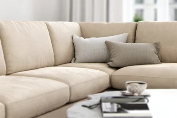 Ocean Lyx 4-sits Högervänd L-formad Schäslongsoffa i Sammet - Beige - Products - Möbler - Soffa - Divansoffa & schäslongsoffa - 4 sits soffa med divan
