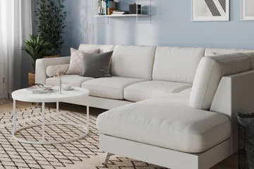 Ocean Lyx 4-sits Högervänd L-formad Schäslongsoffa i Tyg - Ljusgrå - Products - Möbler - Soffa - Divansoffa & schäslongsoffa - 4 sits soffa med divan