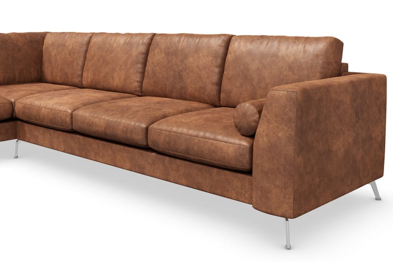 Ocean Lyx 4-sits Vänstervänd L-formad Schäslongsoffa i Konstläder - Brun - Products - Möbler - Soffa - Divansoffa & schäslongsoffa - 4 sits soffa med divan