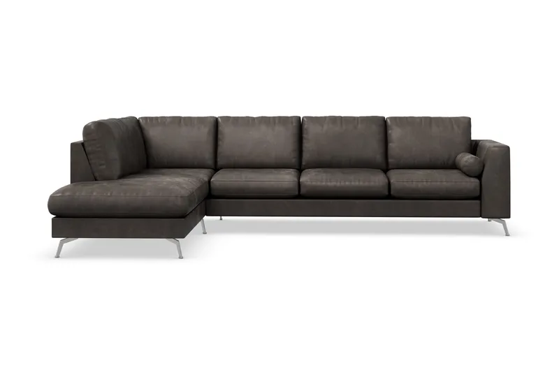 Ocean Lyx 4-sits Vänstervänd L-formad Schäslongsoffa i Konstläder - Mörkgrå - Products - Möbler - Soffa - Divansoffa & schäslongsoffa - 4 sits soffa med divan