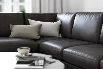 Ocean Lyx 4-sits Vänstervänd L-formad Schäslongsoffa i Konstläder - Mörkgrå - Products - Möbler - Soffa - Divansoffa & schäslongsoffa - 4 sits soffa med divan