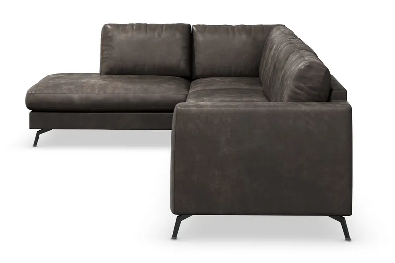 Ocean Lyx 4-sits Vänstervänd L-formad Schäslongsoffa i Konstläder - Mörkgrå - Products - Möbler - Soffa - Divansoffa & schäslongsoffa - 4 sits soffa med divan