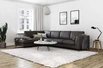 Ocean Lyx 4-sits Vänstervänd L-formad Schäslongsoffa i Konstläder - Mörkgrå - Products - Möbler - Soffa - Divansoffa & schäslongsoffa - 4 sits soffa med divan