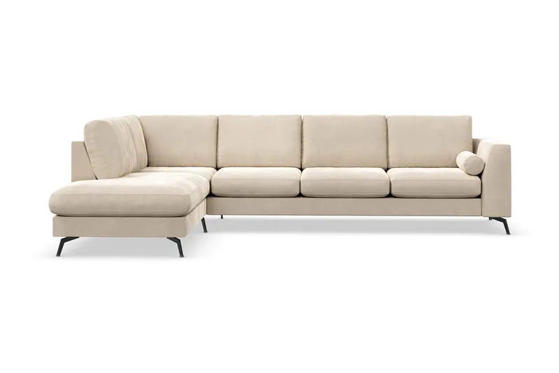 Ocean Lyx 4-sits Vänstervänd L-formad Schäslongsoffa i Sammet - Beige - Products - Möbler - Soffa - Divansoffa & schäslongsoffa - 4 sits soffa med divan
