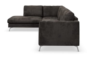 Ocean Lyx 4-sits Vänstervänd L-formad Schäslongsoffa i Sammet - Mörkgrå - Products - Möbler - Soffa - Divansoffa & schäslongsoffa - 4 sits soffa med divan