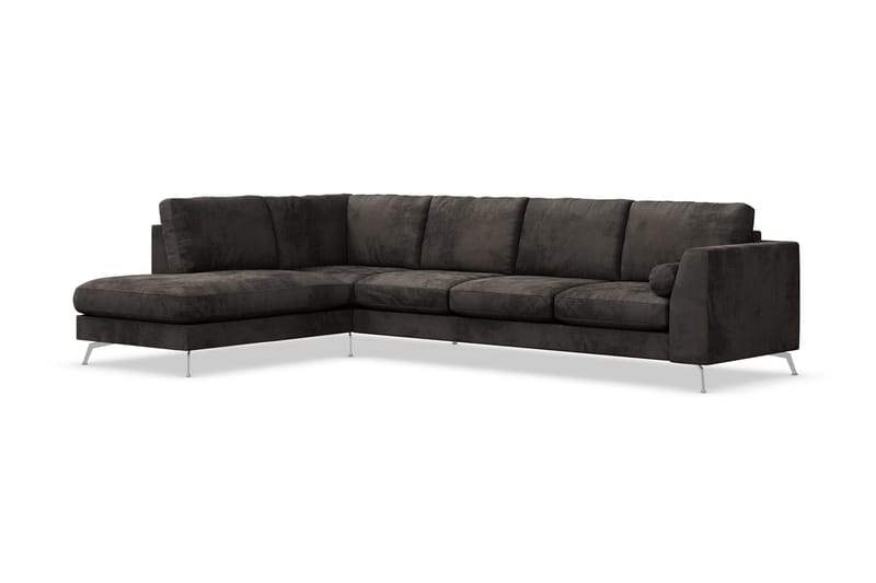 Ocean Lyx 4-sits Vänstervänd L-formad Schäslongsoffa i Sammet - Mörkgrå - Products - Möbler - Soffa - Divansoffa & schäslongsoffa - 4 sits soffa med divan