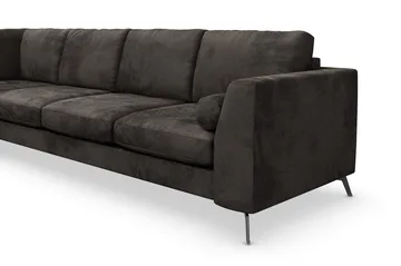 Ocean Lyx 4-sits Vänstervänd L-formad Schäslongsoffa i Sammet - Mörkgrå - Products - Möbler - Soffa - Divansoffa & schäslongsoffa - 4 sits soffa med divan