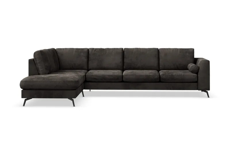 Ocean Lyx 4-sits Vänstervänd L-formad Schäslongsoffa i Sammet - Mörkgrå - Products - Möbler - Soffa - Divansoffa & schäslongsoffa - 4 sits soffa med divan