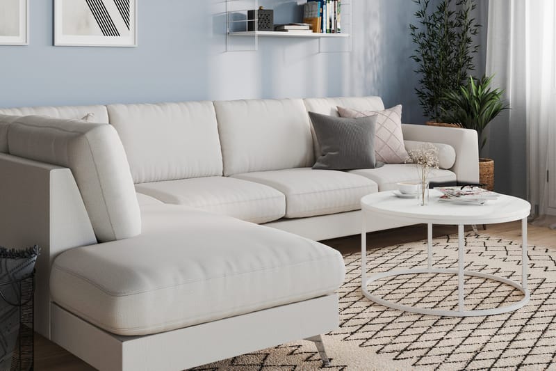Ocean Lyx 4-sits Vänstervänd L-formad Schäslongsoffa i Tyg - Ljusgrå - Products - Möbler - Soffa - Divansoffa & schäslongsoffa - 4 sits soffa med divan