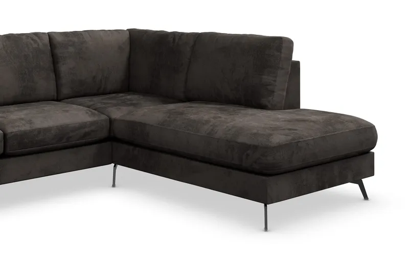 Ocean Lyx 5-sits Högervänd L-formad Schäslongsoffa i Sammet - Mörkgrå - Products - Möbler - Soffa - Divansoffa & schäslongsoffa - 4 sits soffa med divan