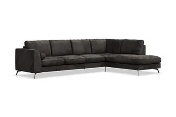Ocean Lyx 5-sits Högervänd L-formad Schäslongsoffa i Sammet - Mörkgrå - Products - Möbler - Soffa - Divansoffa & schäslongsoffa - 4 sits soffa med divan