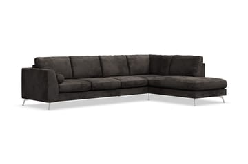 Ocean Lyx 5-sits Högervänd L-formad Schäslongsoffa i Sammet - Mörkgrå - Products - Möbler - Soffa - Divansoffa & schäslongsoffa - 4 sits soffa med divan