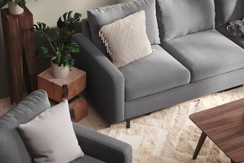 Peppe 3-sits Vändbar L-formad Divansoffa i Tyg - Ljusgrå - Products - Möbler - Soffa - Divansoffa & schäslongsoffa - 3 sits soffa med divan