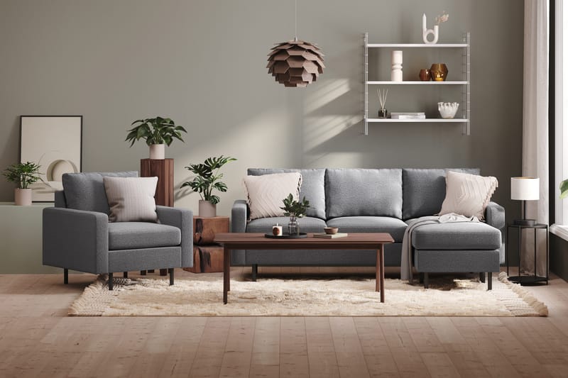 Peppe 3-sits Vändbar L-formad Divansoffa i Tyg - Ljusgrå - Products - Möbler - Soffa - Divansoffa & schäslongsoffa - 3 sits soffa med divan