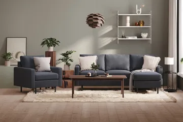 Peppe 3-sits Vändbar L-formad Divansoffa i Tyg - Mörkgrå - Products - Möbler - Soffa - Divansoffa & schäslongsoffa - 3 sits soffa med divan
