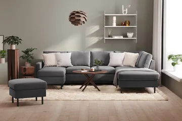 Peppe 4-sits Högervänd U-formad Soffa med Divan och Schäslong i Tyg - Ljusgrå - Products - Möbler - Soffa - Divansoffa & schäslongsoffa - 4 sits soffa med divan