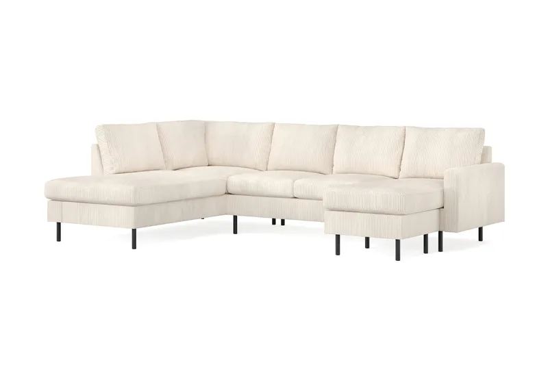 Peppe 4-sits Vänstervänd U-formad Soffa med Divan och Schäslong i Manchester - Beige - Products - Möbler - Soffa - Divansoffa & schäslongsoffa - 4 sits soffa med divan