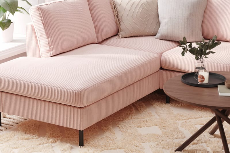 Peppe 4-sits Vänstervänd U-formad Soffa med Divan och Schäslong i Manchester - Rosa - Products - Möbler - Soffa - Divansoffa & schäslongsoffa - 4 sits soffa med divan