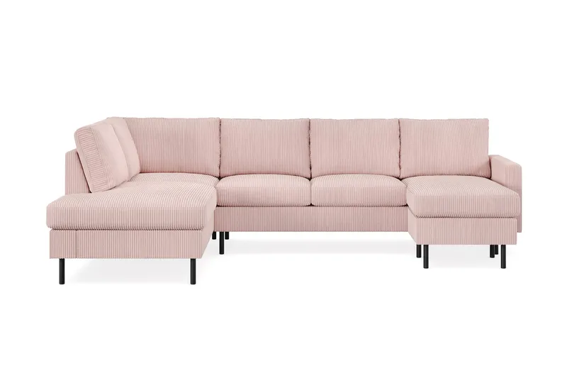 Peppe 4-sits Vänstervänd U-formad Soffa med Divan och Schäslong i Manchester - Rosa - Products - Möbler - Soffa - Divansoffa & schäslongsoffa - 4 sits soffa med divan