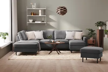 Peppe 4-sits Vänstervänd U-formad Soffa med Divan och Schäslong i Tyg - Ljusgrå - Products - Möbler - Soffa - Divansoffa & schäslongsoffa - 4 sits soffa med divan