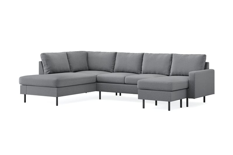 Peppe 4-sits Vänstervänd U-formad Soffa med Divan och Schäslong i Tyg - Ljusgrå - Products - Möbler - Soffa - Divansoffa & schäslongsoffa - 4 sits soffa med divan