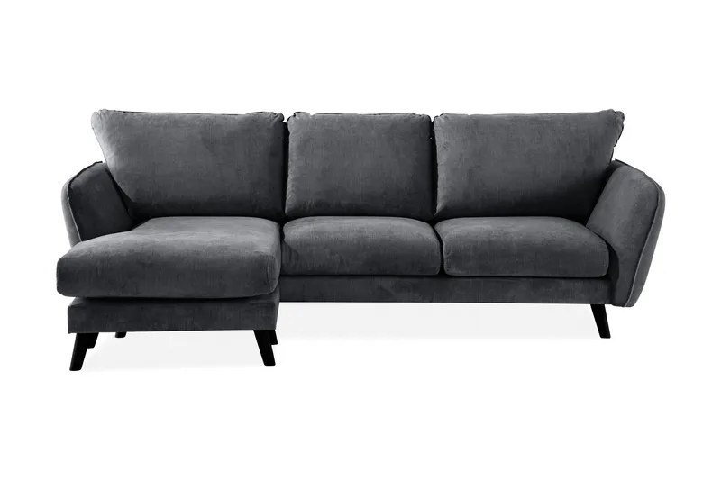 Trend Lyx 3-sits Vänstervänd L-formad Divansoffa i Tyg, Mörkgrå