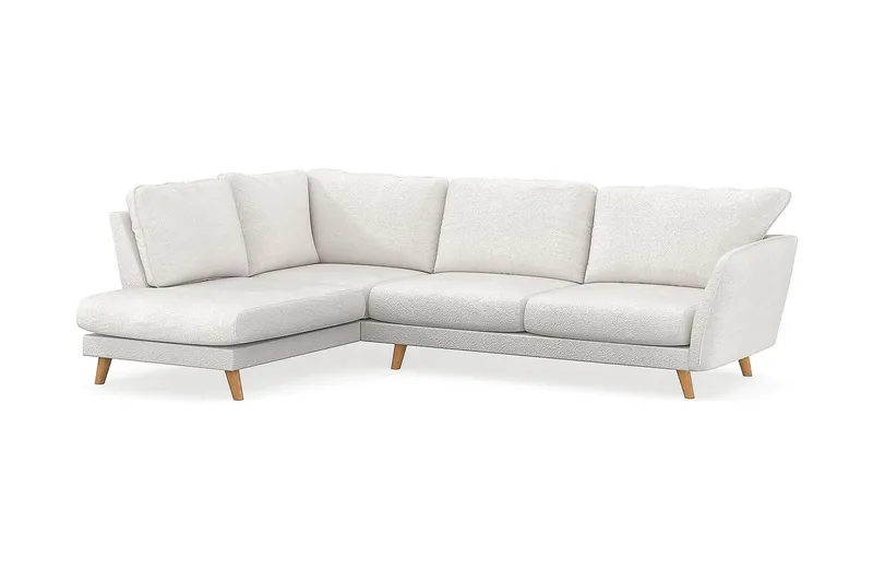 Trend Lyx 4-sits Vänstervänd L-formad Schäslongsoffa i Bouclé - Vit - Products - Möbler - Soffa - Divansoffa & schäslongsoffa - 4 sits soffa med divan