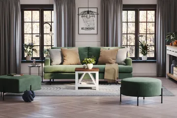 Menard Compact 3-sits Manchestersoffa - Grön - Products - Möbler - Soffa - 3 sits soffa