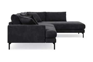 Menard Premium 5-sits Högervänd L-formad Djup Schäslongsoffa i Chenille - Svartt - Products - Möbler - Soffa - Divansoffa & schäslongsoffa