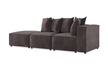 Cubo 3-sits Djup Modulsoffa + Fotpall i Sammet - Mörkgrå - Products - Möbler - Soffa - Modulsoffa - Komplett modulsoffa