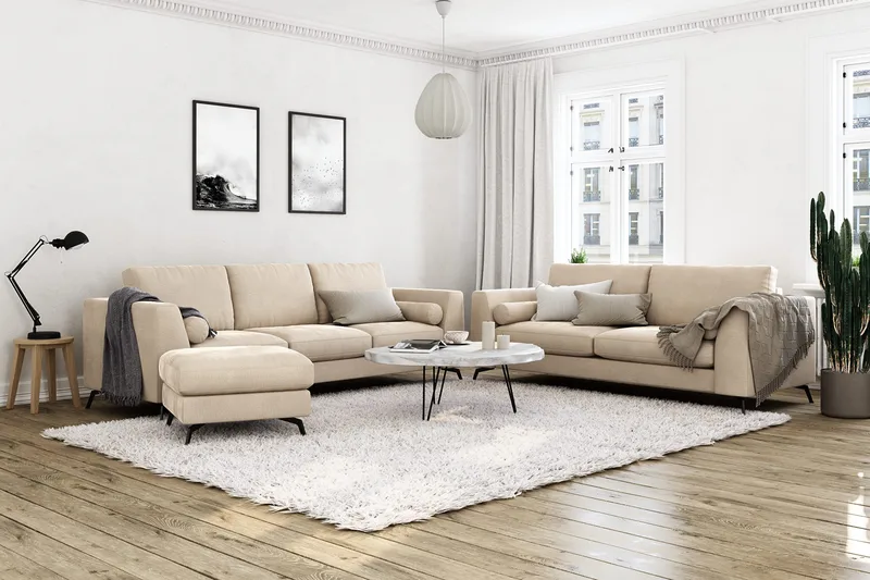 Ocean Lyx 3-sits Sammetssoffa - Beige - Products - Möbler - Soffa - 2 sits soffa