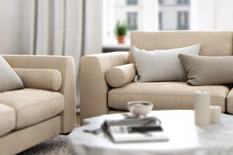 Ocean Lyx 3-sits Sammetssoffa - Beige - Products - Möbler - Soffa - 2 sits soffa
