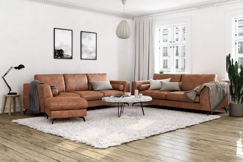 Ocean Lyx 3-sits Soffa i Konstläder - Brun - Products - Möbler - Soffa - 2 sits soffa