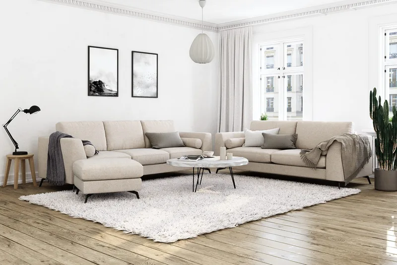 Ocean Lyx 3-sits Tygsoffa - Beige - Products - Möbler - Soffa - 3 sits soffa