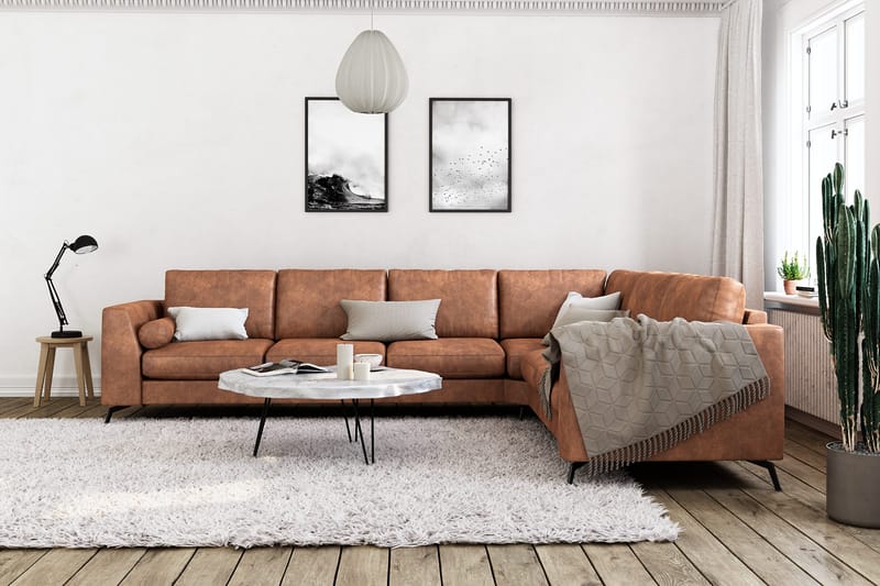 Ocean Lyx 5-sits Vändbar L-formad Hörnsoffa i Konstläder - Brun - Products - Möbler - Soffa - Hörnsoffa