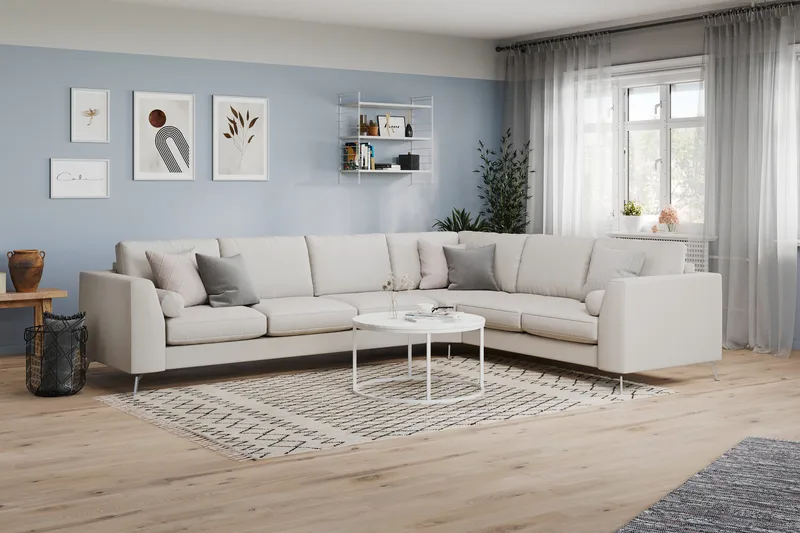Ocean Lyx 5-sits Vändbar L-formad Hörnsoffa i Tyg - Ljusgrå - Products - Möbler - Soffa - Hörnsoffa