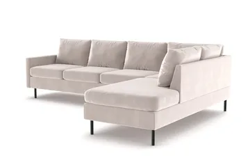 Peppe 4-sits Högervänd L-formad Schäslongsoffa i Manchester - Beige - Products - Möbler - Soffa - Sammetssoffa