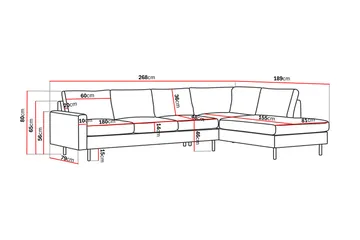 Peppe 4-sits Högervänd L-formad Schäslongsoffa i Manchester - Brun - Products - Möbler - Soffa - Divansoffa & schäslongsoffa