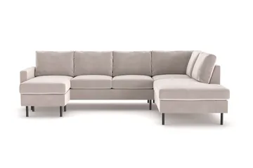 Peppe 4-sits Högervänd U-formad Soffa med Divan och Schäslong i Manchester - Beige - Products - Möbler - Soffa - Sammetssoffa