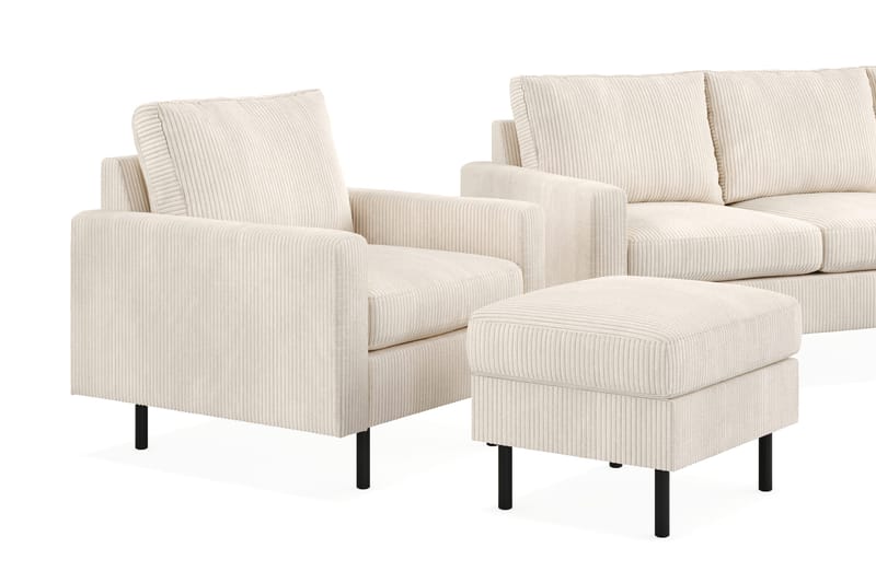 Peppe Soffgrupp 3-sits Soffa + Fåtölj + Fotpall i Manchester - Beige - Products - Möbler - Soffa - Soffgrupp
