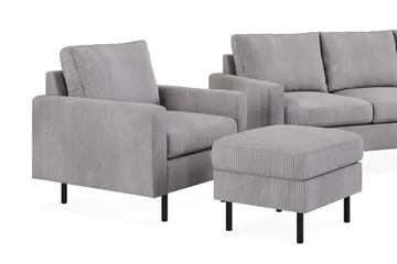 Peppe Soffgrupp 3-sits Soffa + Fåtölj + Fotpall i Manchester - Grå - Products - Möbler - Soffa - Soffgrupp