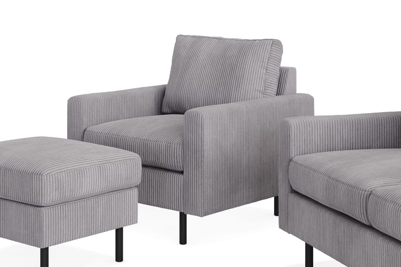 Peppe Soffgrupp 3-sits Soffa + Fåtölj + Fotpall i Manchester - Grå - Products - Möbler - Soffa - Soffgrupp