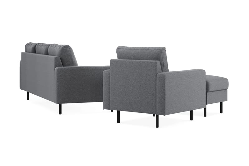 Peppe Soffgrupp 3-sits Soffa + Fåtölj + Fotpall i Tyg - Ljusgrå - Products - Möbler - Soffa - Soffgrupp