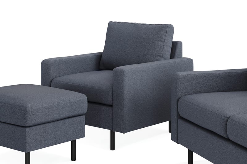 Peppe Soffgrupp 3-sits Soffa + Fåtölj + Fotpall i Tyg - Mörkgrå - Products - Möbler - Soffa - Soffgrupp
