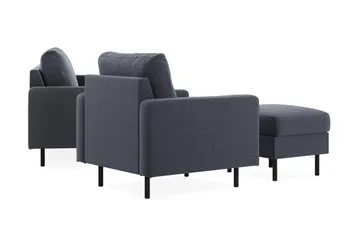 Peppe Soffgrupp 3-sits Soffa + Fåtölj + Fotpall i Tyg - Mörkgrå - Products - Möbler - Soffa - Soffgrupp