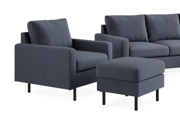 Peppe Soffgrupp 3-sits Soffa + Fåtölj + Fotpall i Tyg - Mörkgrå - Products - Möbler - Soffa - Soffgrupp