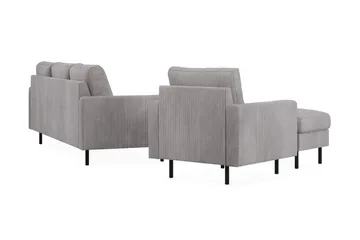Peppe Soffgrupp 3-sits Vändbar L-formad Divansoffa + Fåtölj + Fotpall i Manchester - Mörkgrå - Products - Möbler - Soffa - Soffgrupp