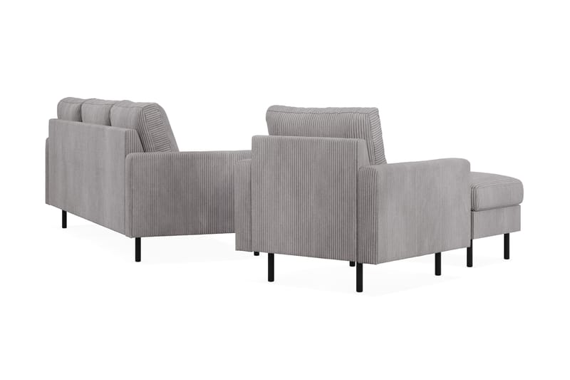 Peppe Soffgrupp 3-sits Vändbar L-formad Divansoffa + Fåtölj + Fotpall i Manchester - Mörkgrå - Products - Möbler - Soffa - Soffgrupp